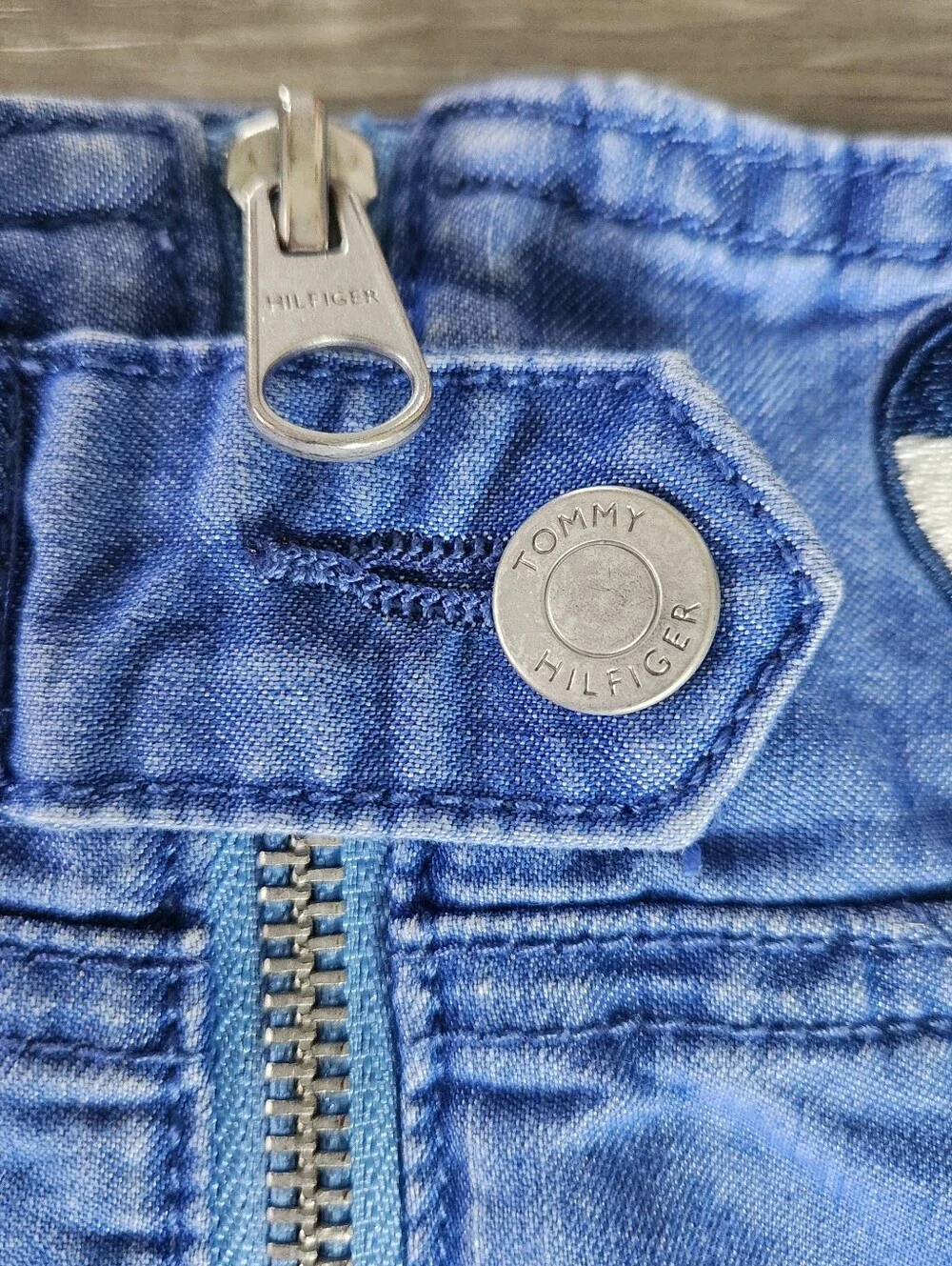 Vintage Tommy Hilfiger Girl’s Chambray Denim Overalls Patchwork Medium 8/10